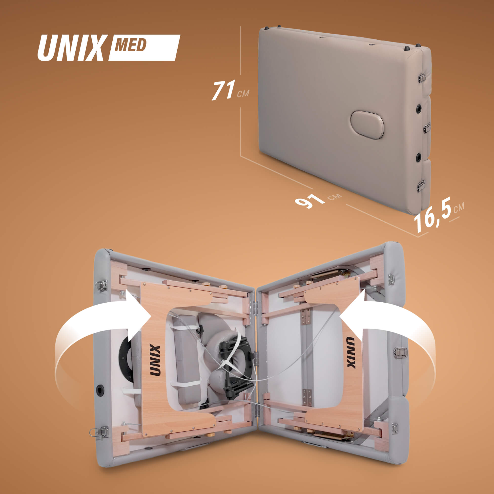 Массажный стол UNIX Безмятежность / Serenity 3 секции серый