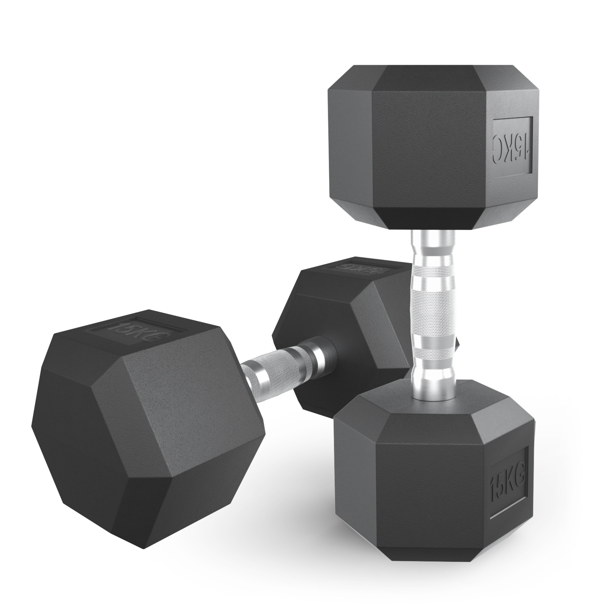 Гантель гексагональная UNIX Fit обрезиненная 15 кг, 2 шт.