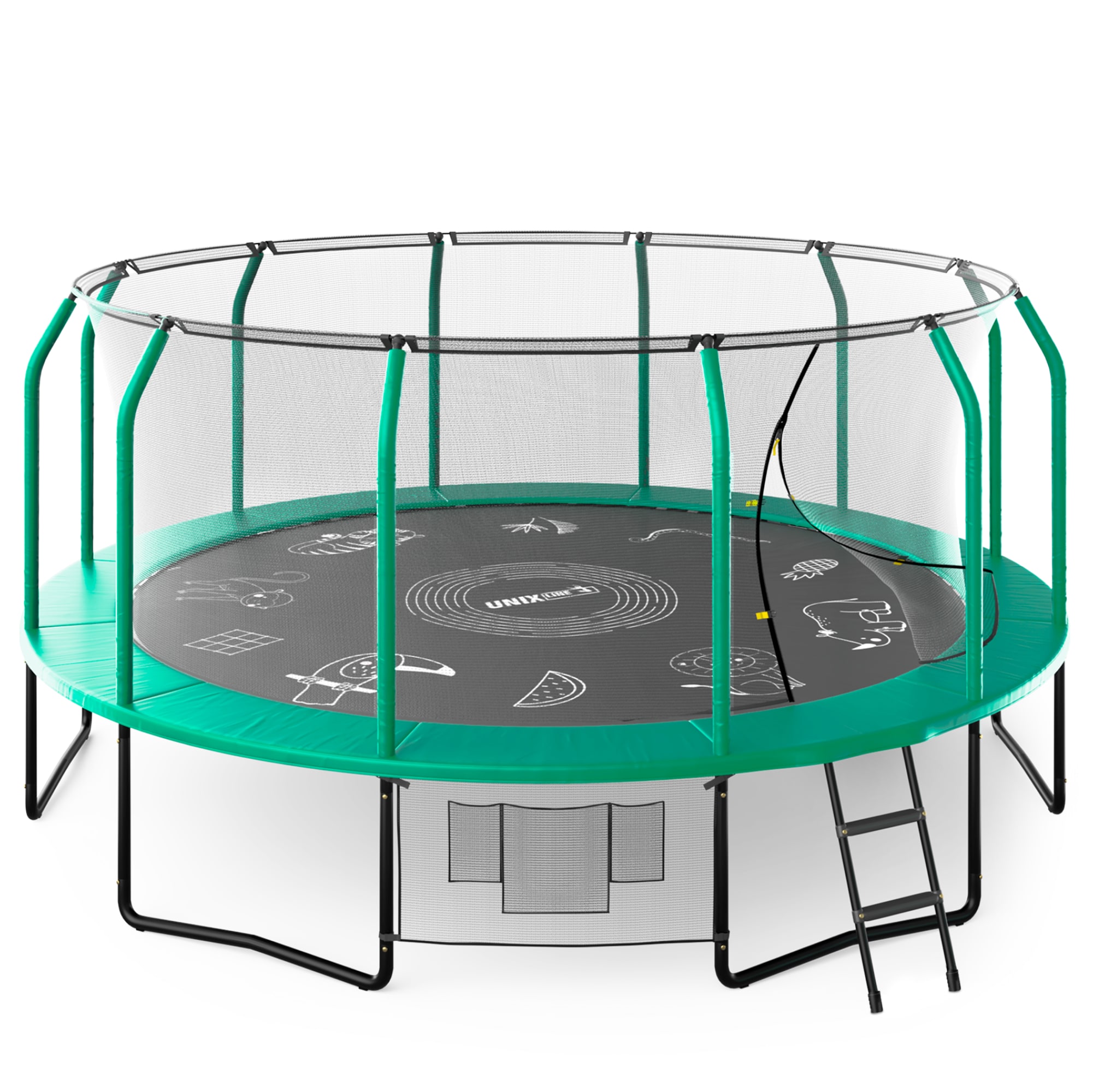 Батут UNIX Line Премиальный с играми / Supreme Game 16 ft (488 см) зеленый
