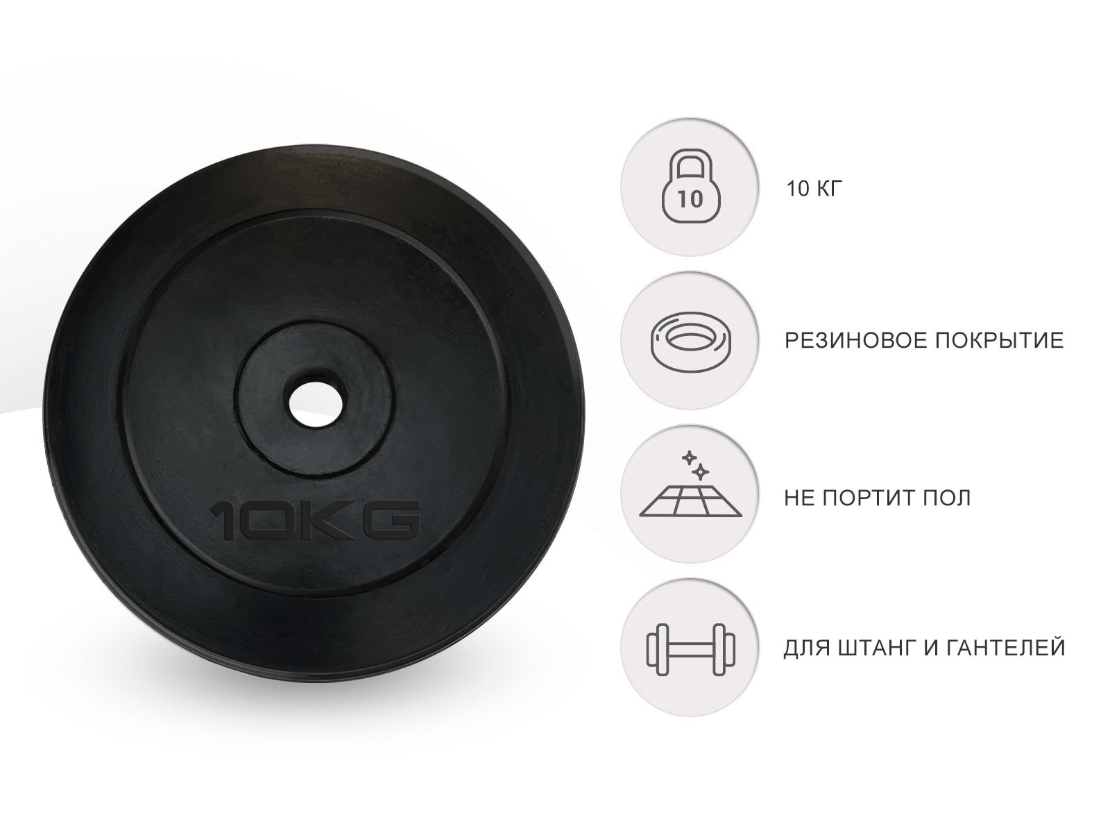 Диск обрезиненный UNIX Fit 10 кг, 25 мм