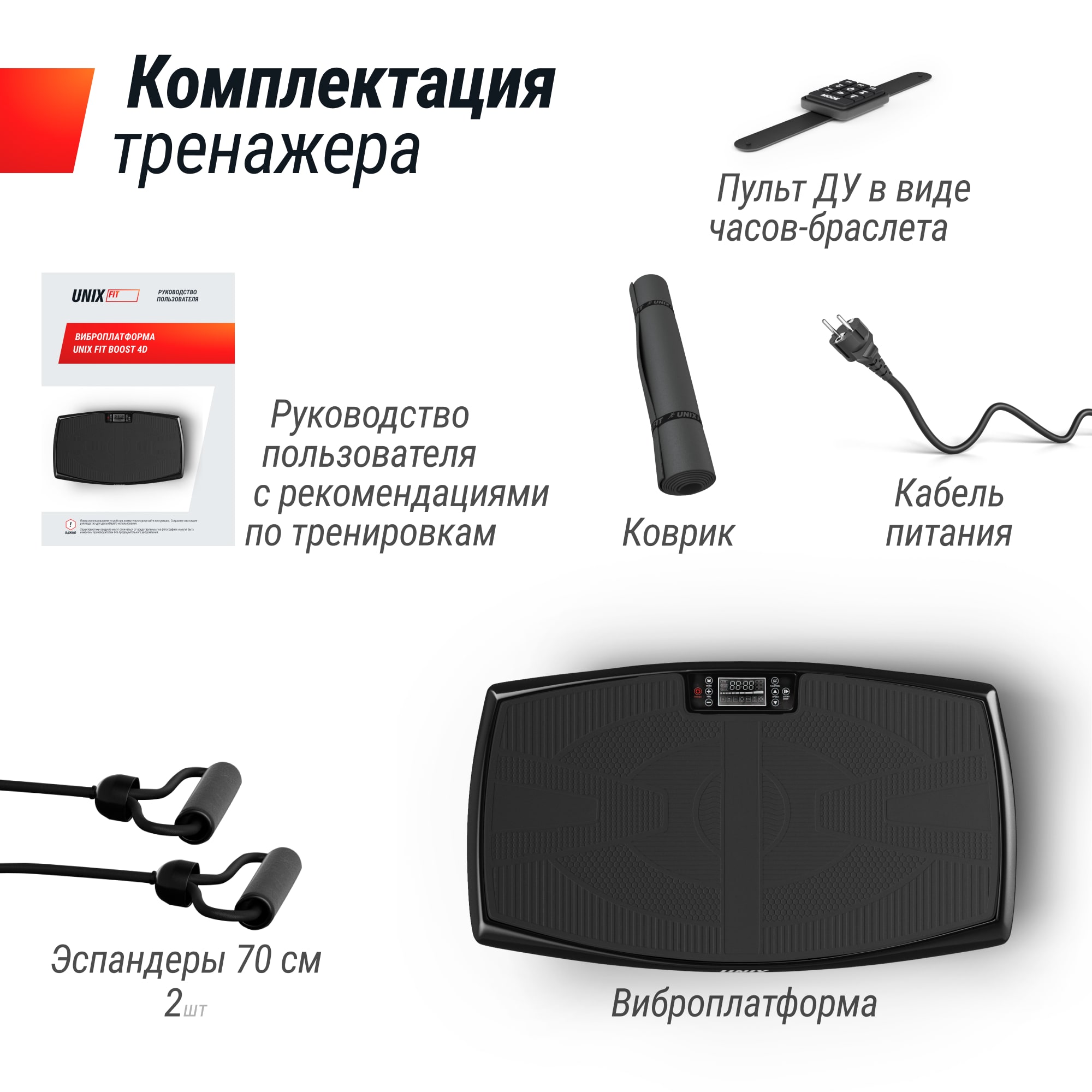 Виброплатформа UNIX Fit усиленная / Boost 4D Black