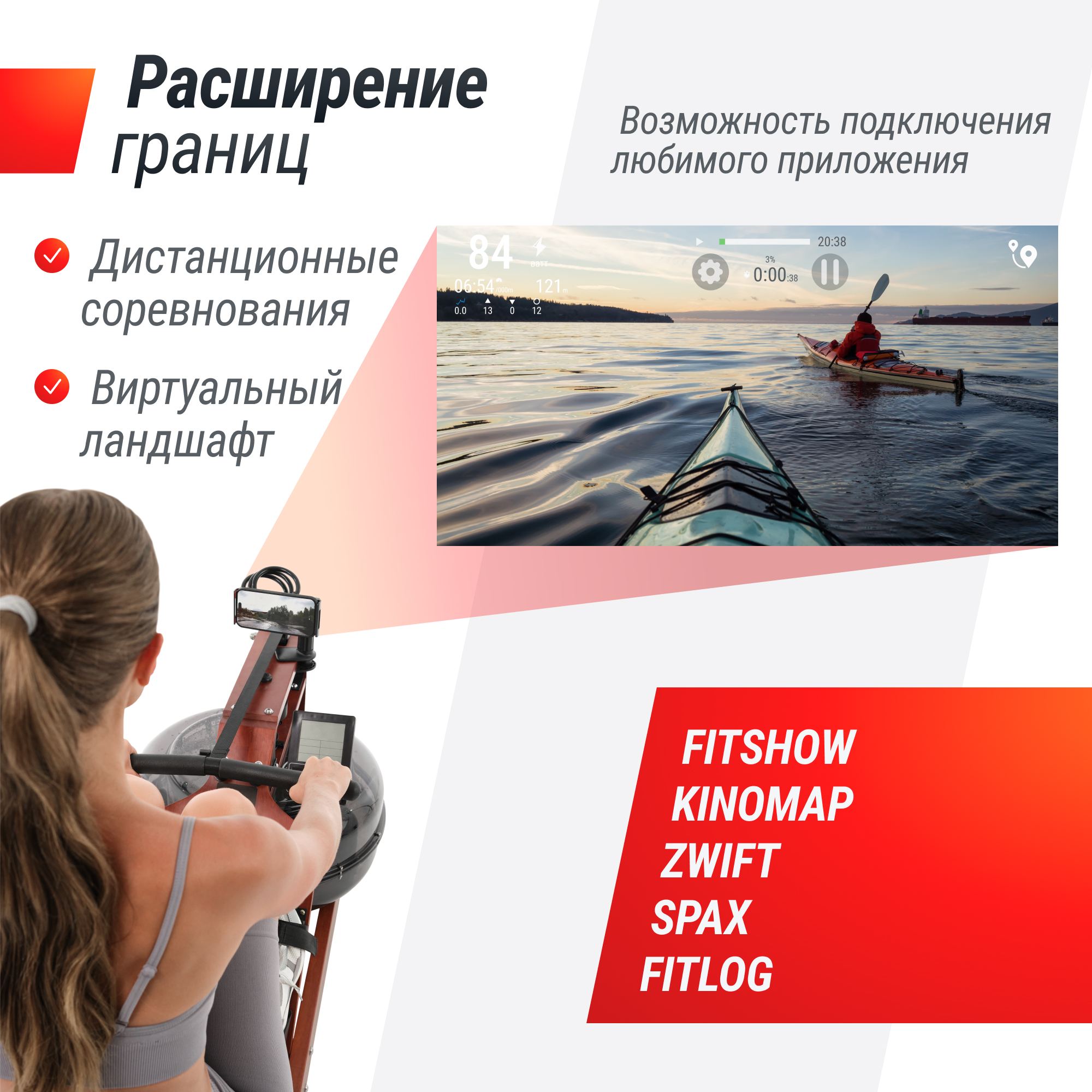 Гребной тренажер UNIX Fit тёмное дерево / Wood Rower Dark