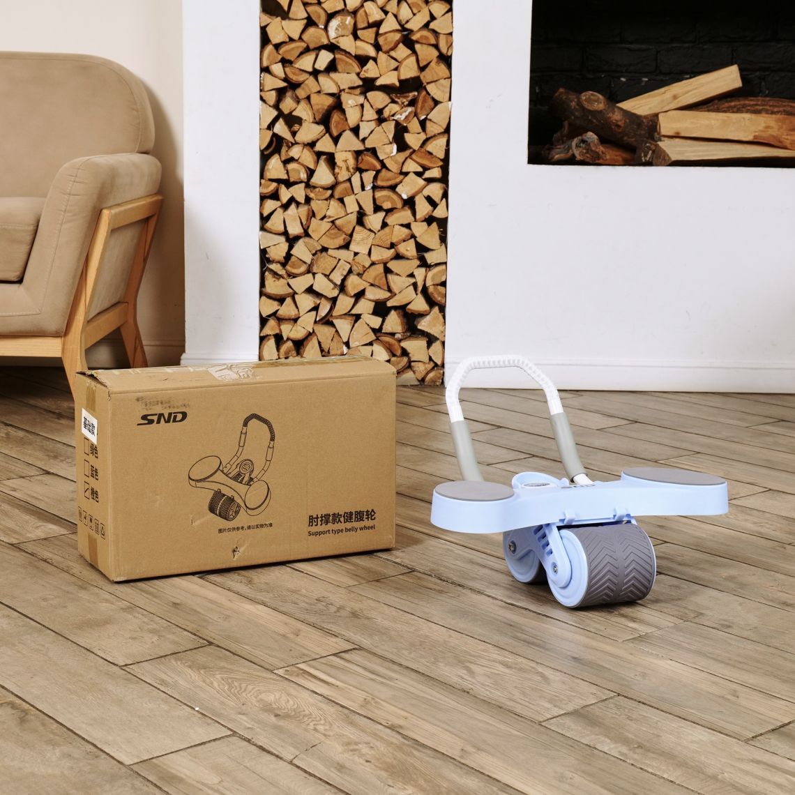 Тренажёр для пресса AB Roller SND голубой с ковриком 45 х 30 x 3.5 cм