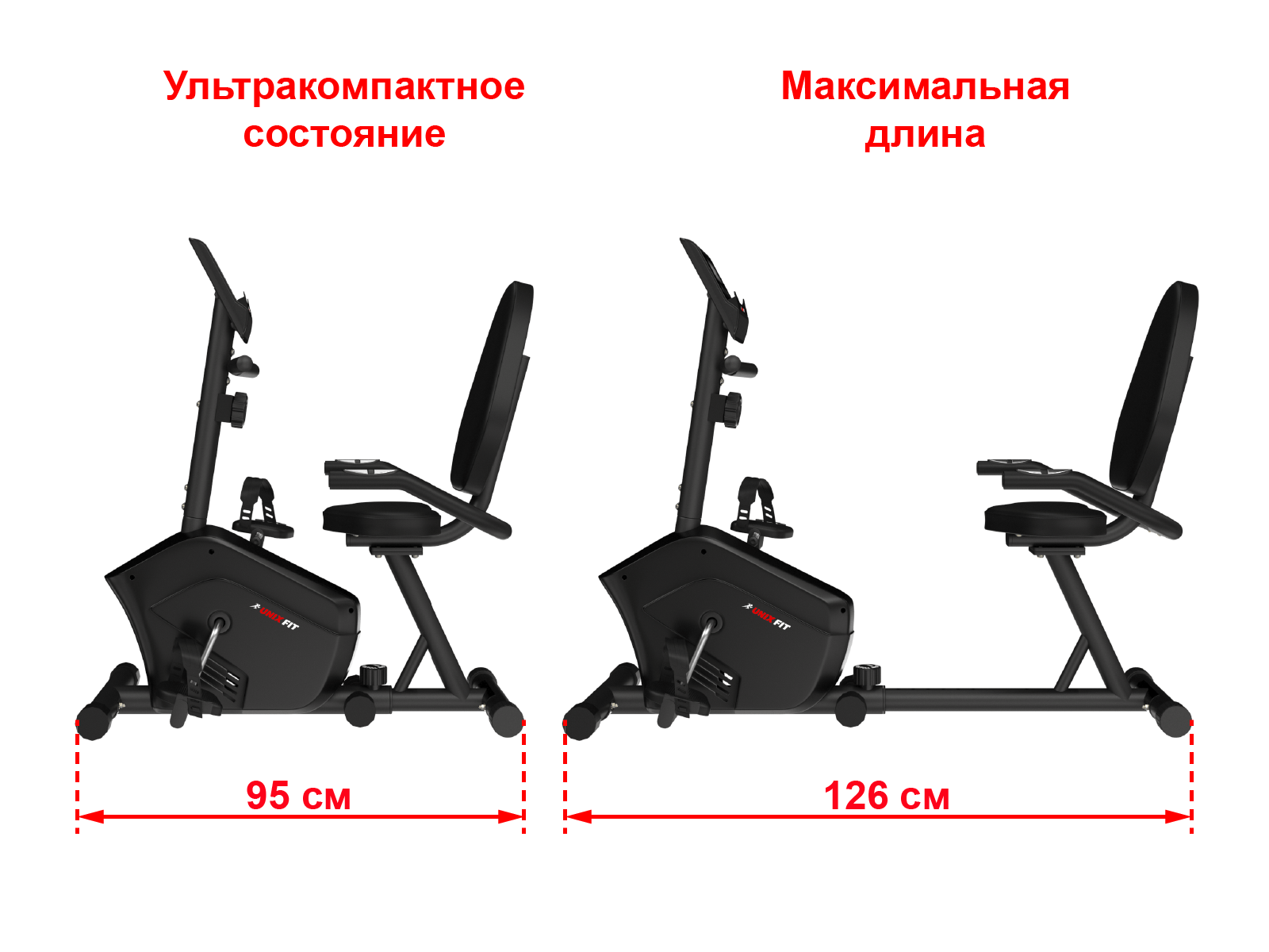 Горизонтальный велотренажер UNIX Fit BR-340 компактный / Compact