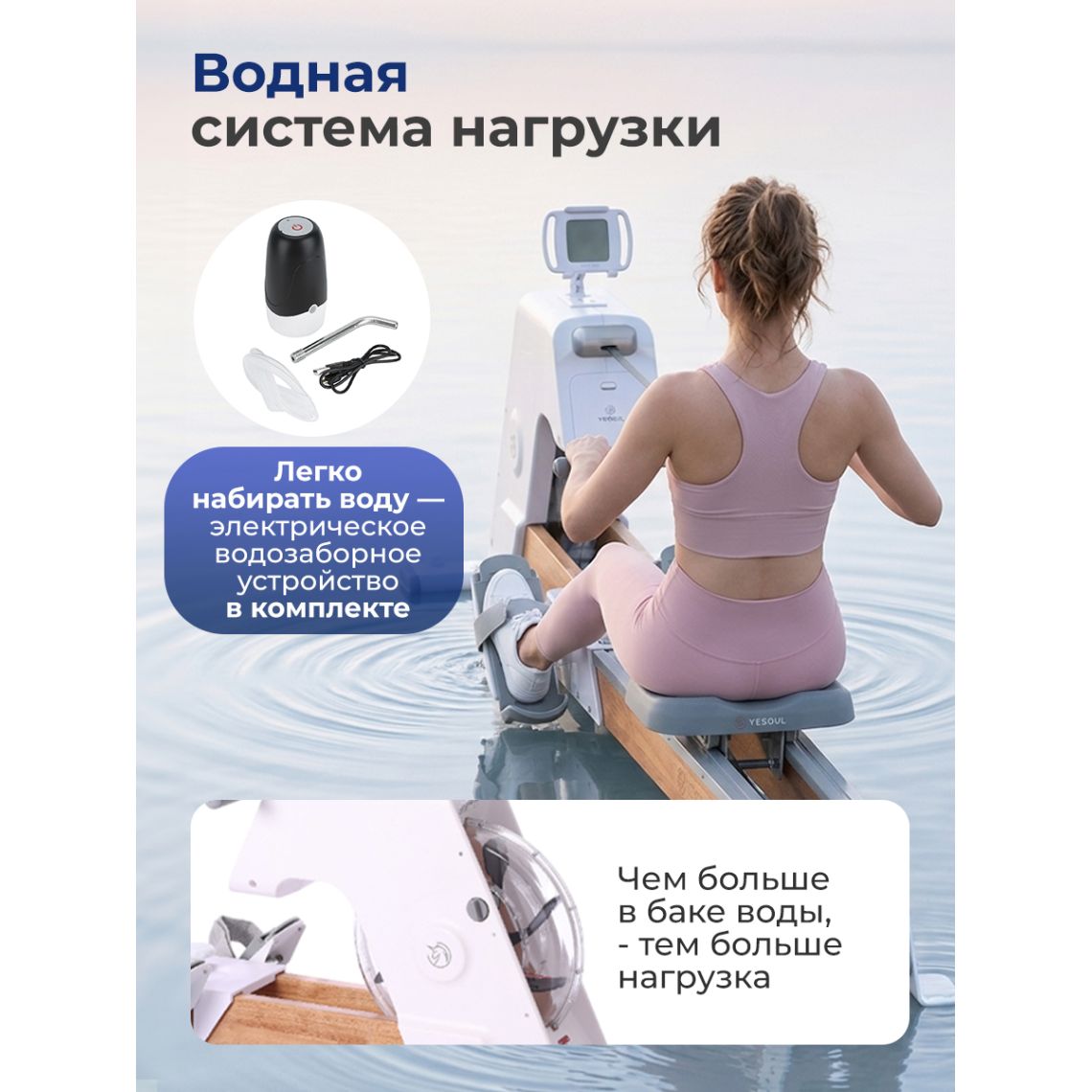Гребной тренажер DFC YESOUL SQ-RM2002YL, водный — купить в Actus Sport