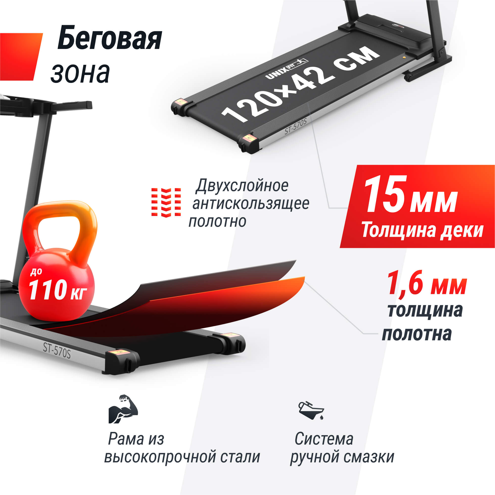 Беговая дорожка UNIX Fit ST-570S