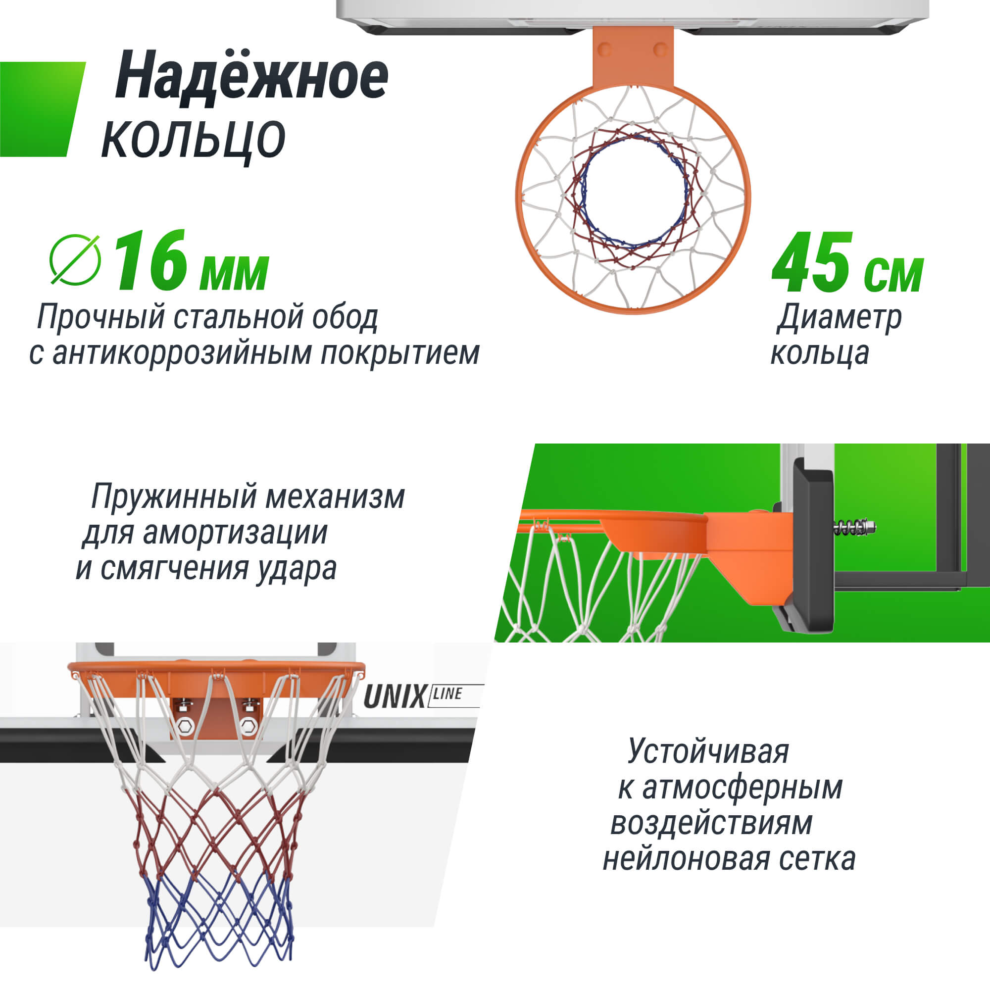 Баскетбольный щит UNIX Line B-Backboard-PC 50"x32" (140 х 80 см) R45