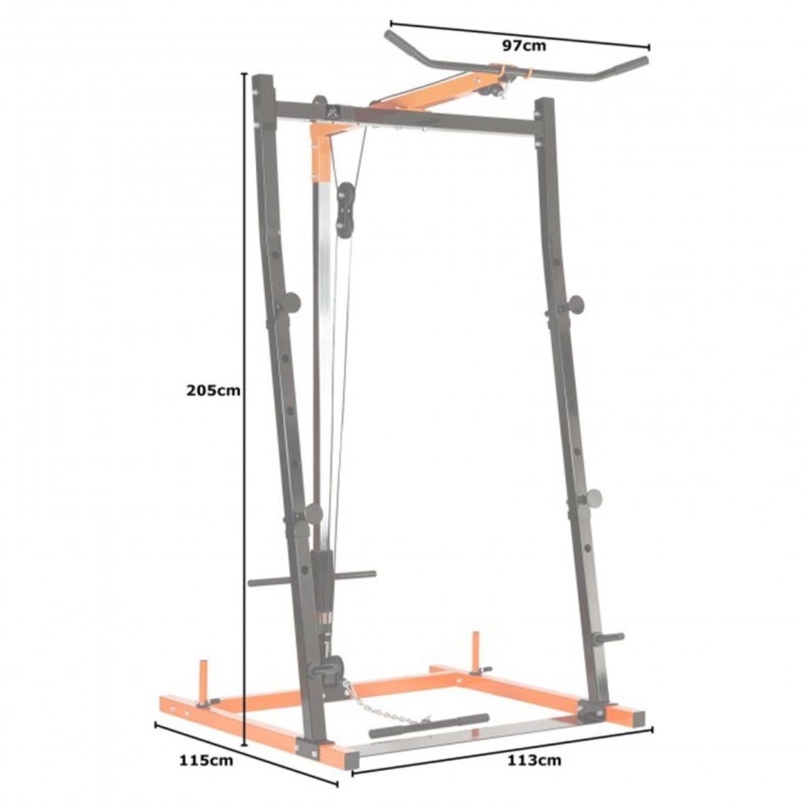 Стойка под штангу и тяга сверху DFC черный/оранж. (три короба)