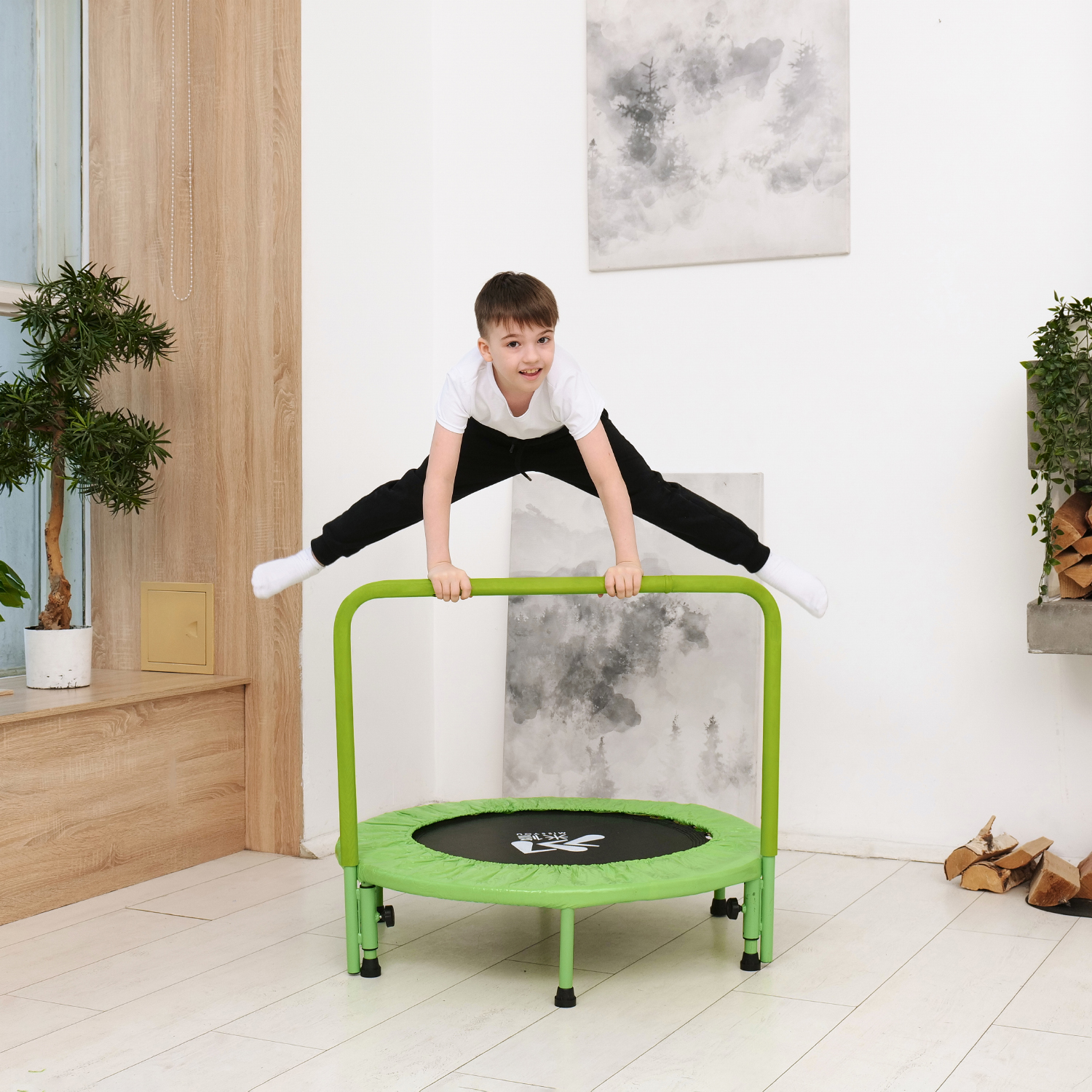 Батут с поручнем DFC JUMPFIT 36'' зеленый