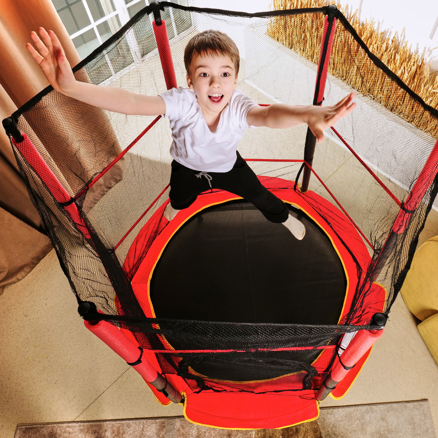 Батут детский DFC TRAMPOLINE-RED 55" с сеткой