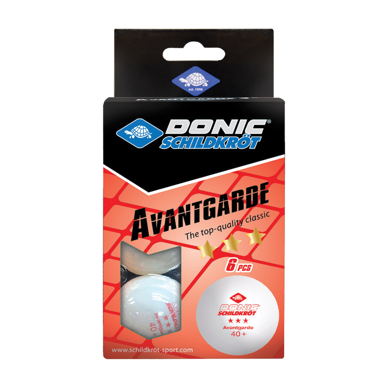 Мячики для н/тенниса DONIC AVANTGARDE 3* 40+, 6 штук, белый