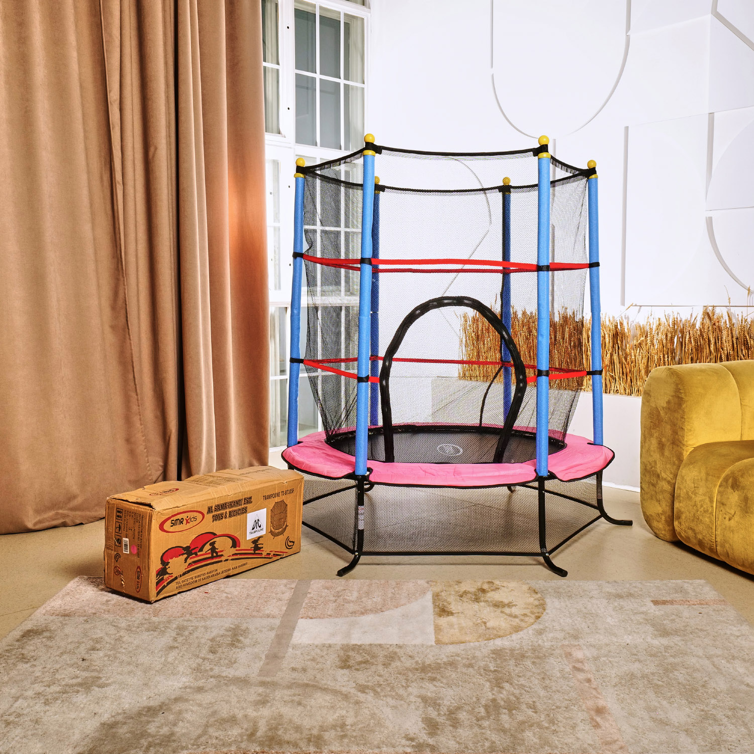 Батут детский DFC SMRKIDS 55" с сеткой, PINK