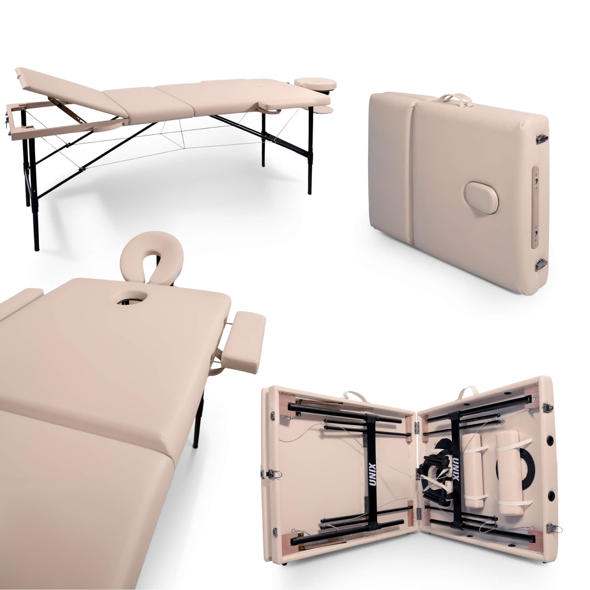 Массажный стол UNIX Превосходный / Superior 3 секции кремовый