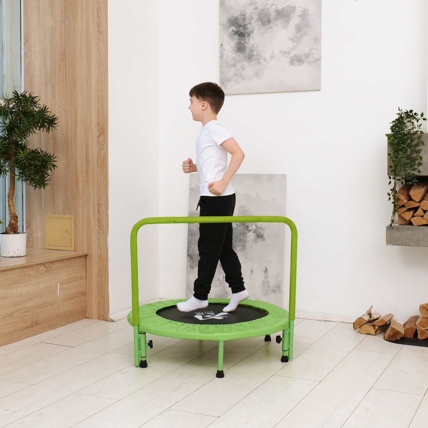 Батут с поручнем DFC JUMPFIT 36'' зеленый