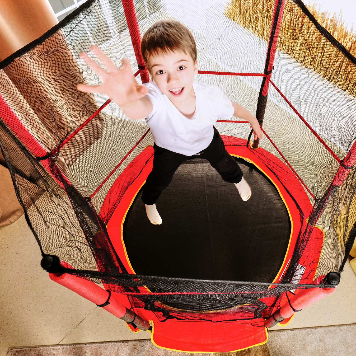 Батут детский DFC TRAMPOLINE-RED 55" с сеткой