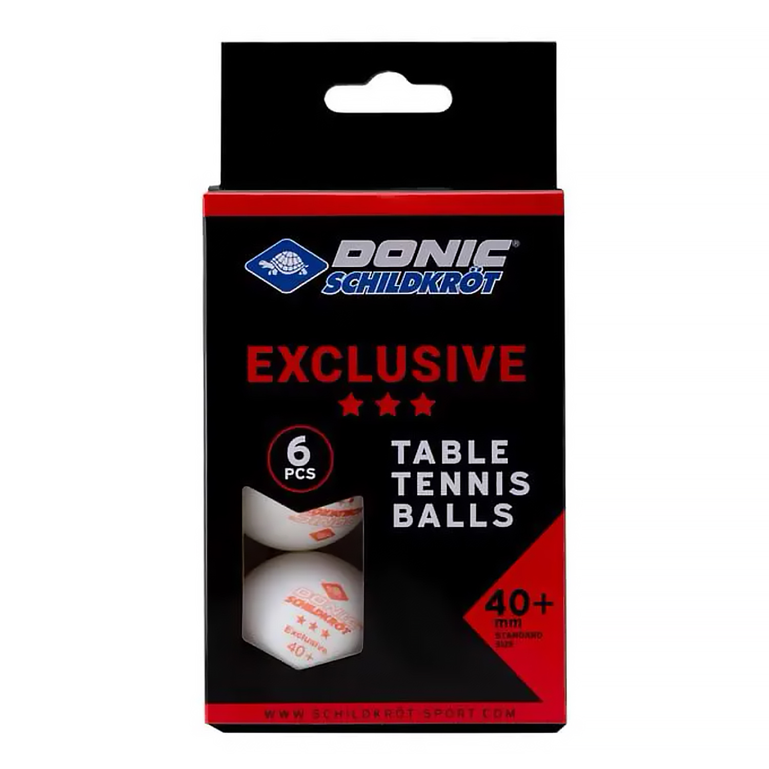 Мячики для н/тенниса DONIC EXCLUSIVE 3* 40+, 6 штук, белый