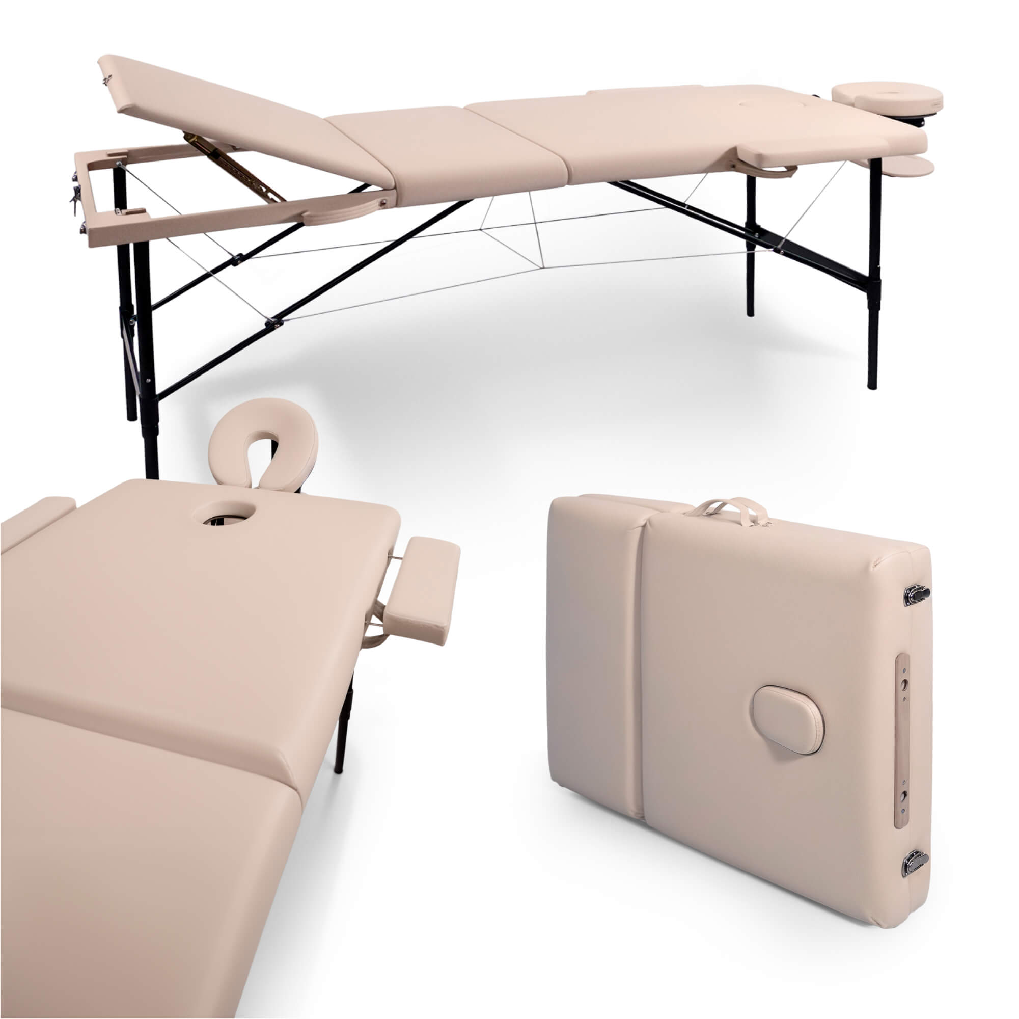 Массажный стол UNIX Превосходный / Superior 3 секции кремовый