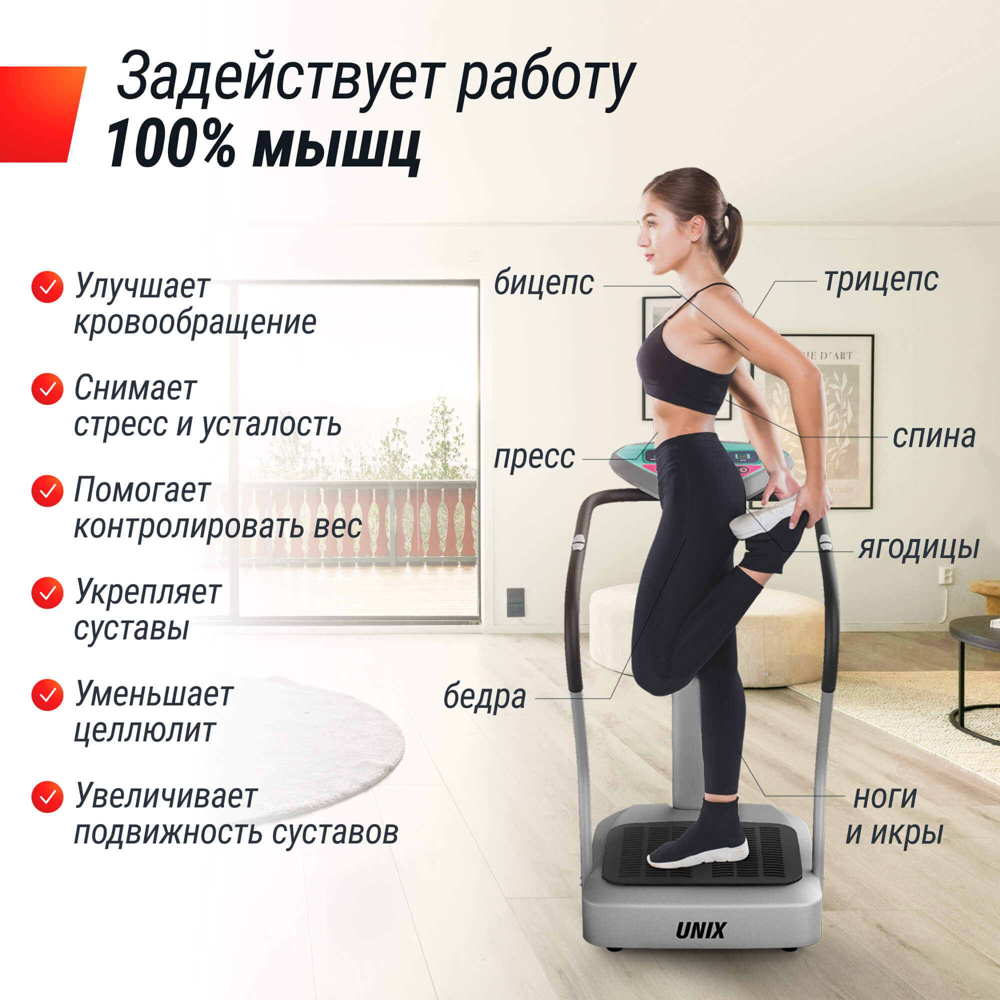 Виброплатформа UNIX Fit вертикальная / Improve 2 in 1 Silver — купить в Actus Sport