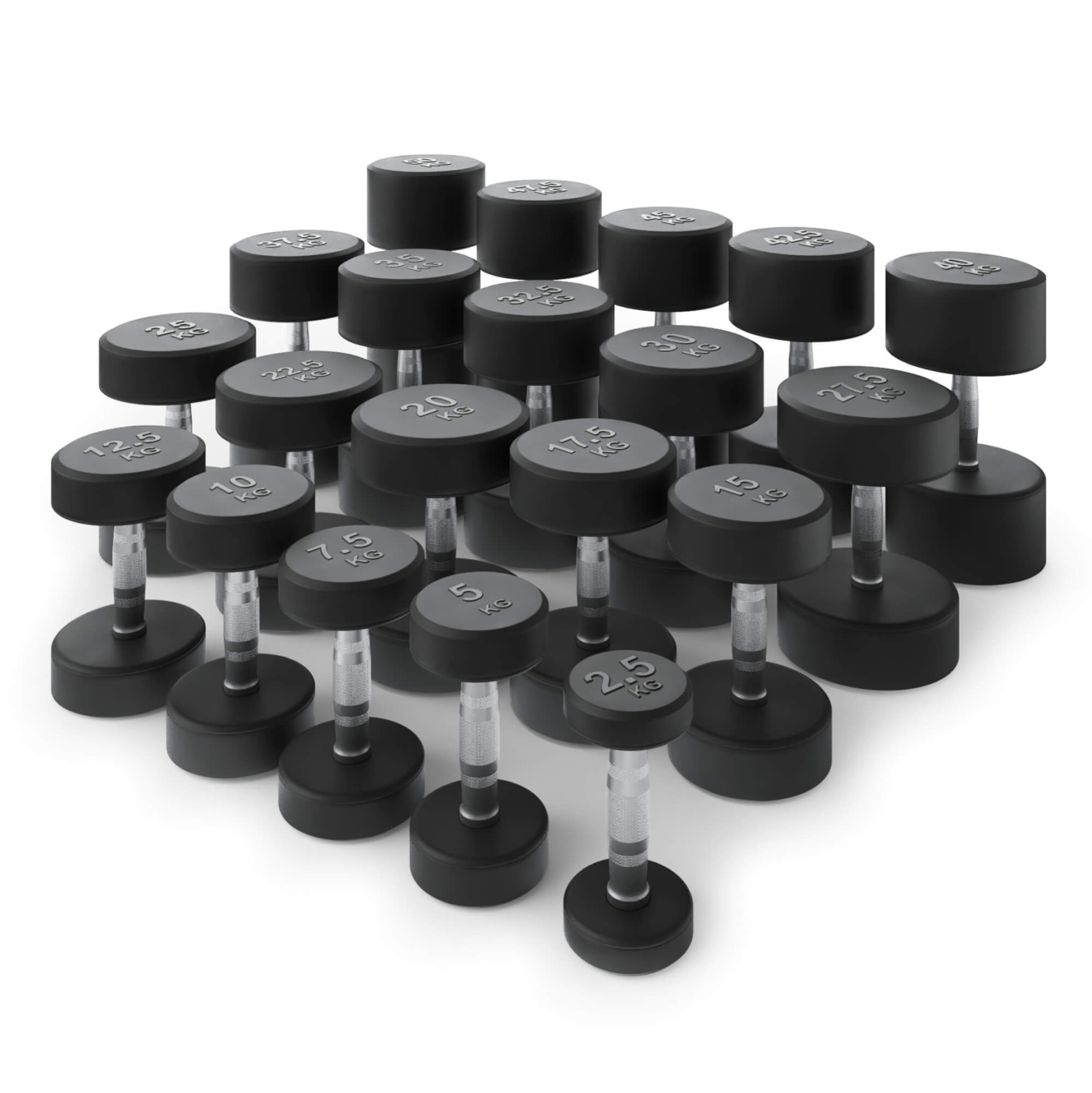 Ряд гантелей круглых UNIX Fit обрезиненные от 2,5 до 50 кг