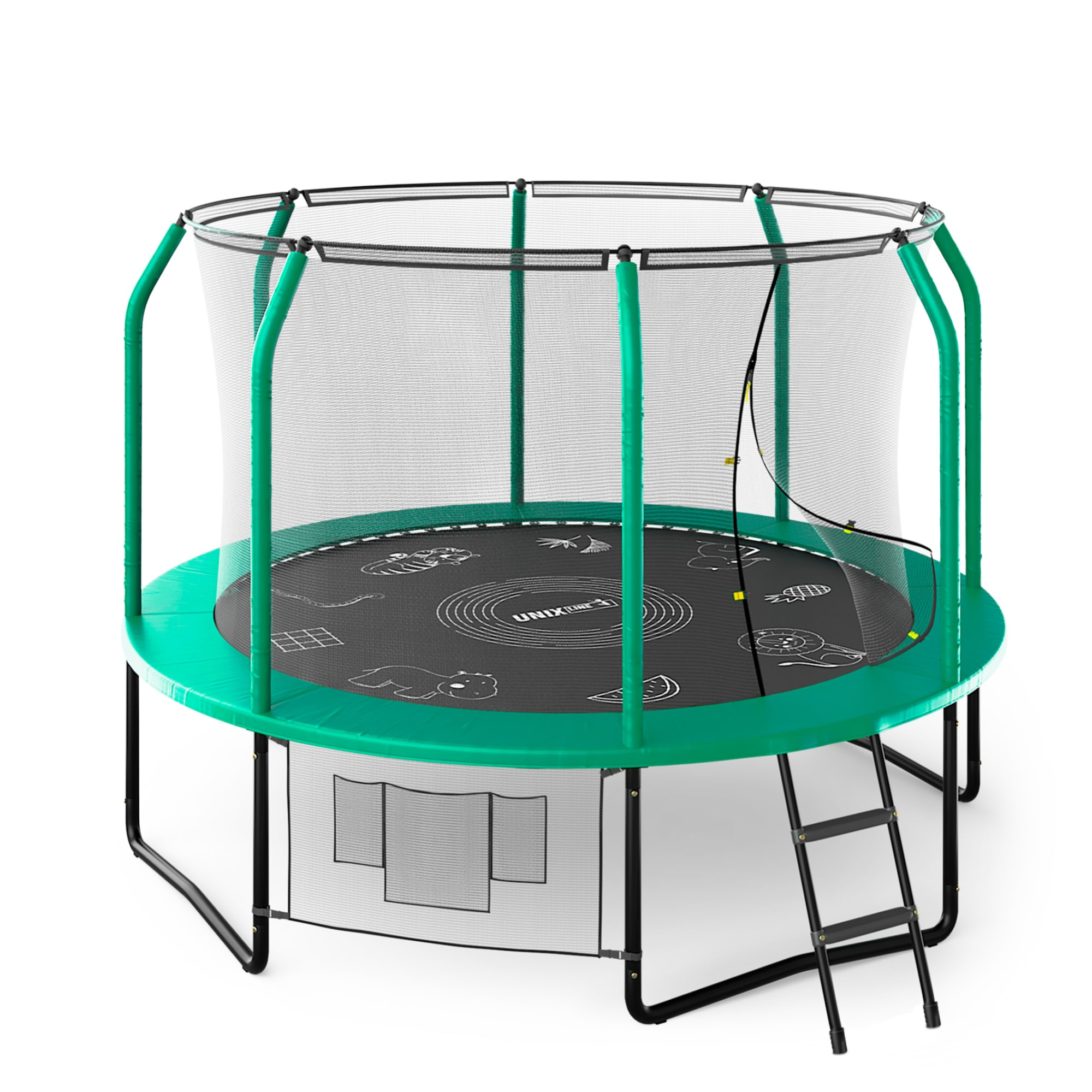 Батут UNIX Line Премиальный с играми / Supreme Game 10 ft (305 см) зеленый