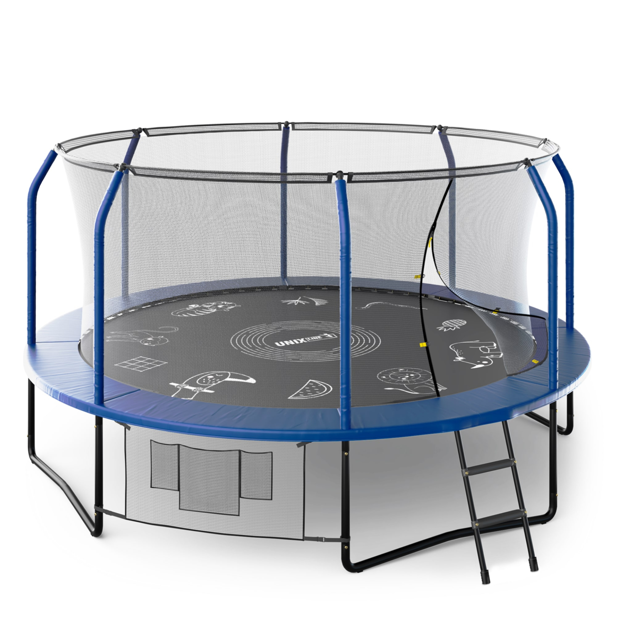 Батут UNIX Line Премиальный с играми / Supreme Game 14 ft (427 см) синий